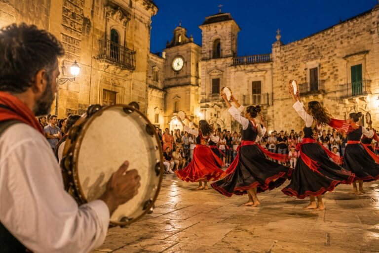 Pizzica salentina in una piazza storica